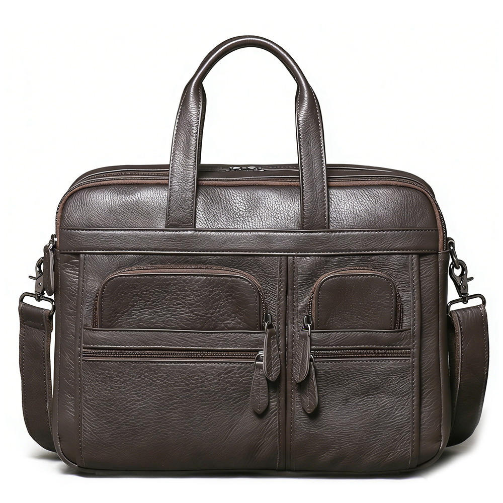 Leather Work Laptop Bag - Maletín de Cuero Genuino para Hombre,