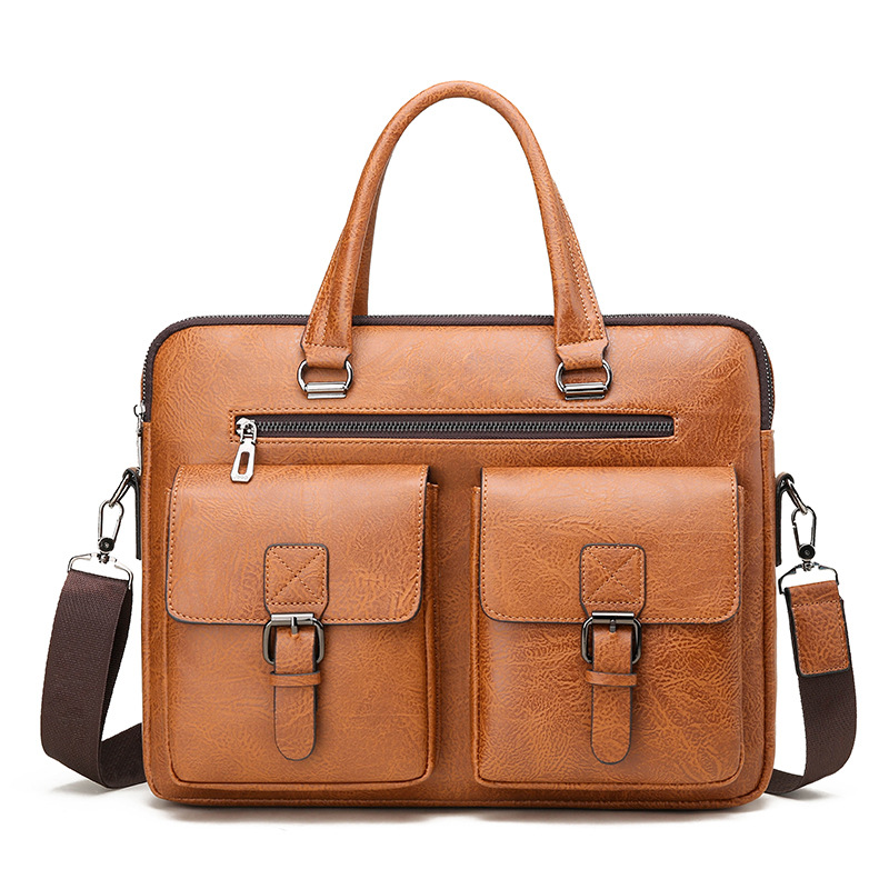 Leather Work Laptop Bag - Maletín de negocios de marca de
