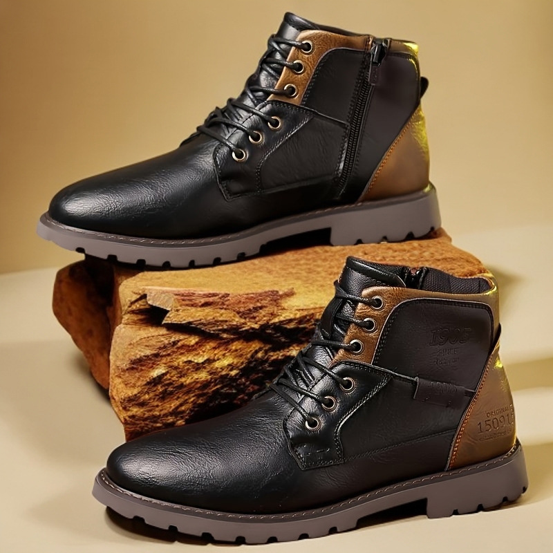 Leather Work Fabric - Botas de cuero para hombre, zapatos