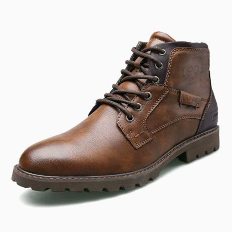 Leather Work Fabric - Botas de cuero para hombre, zapatos