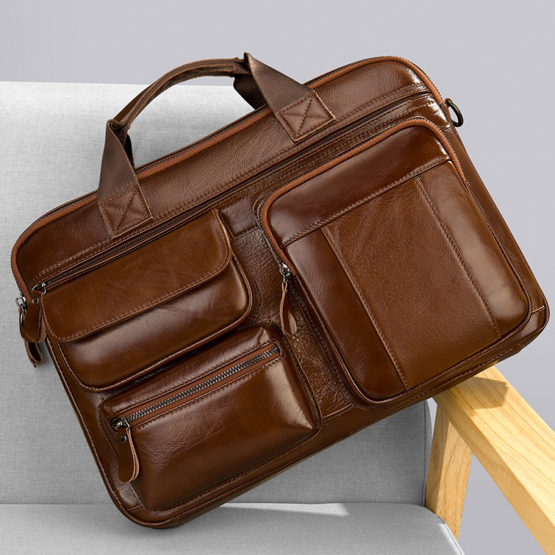 Leather Work Bag Mens - Bolso de mano de cuero genuino