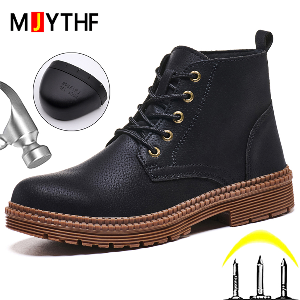 Leather Work Fabric - Botas de trabajo impermeables, zapatos de