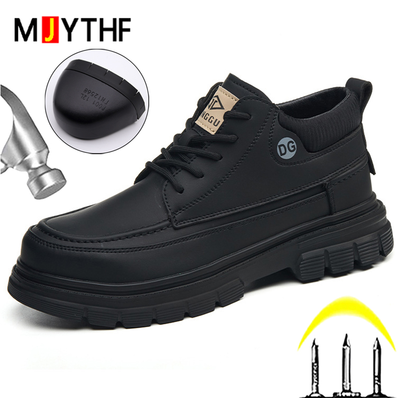 Leather Work Fabric - Botas de Cuero Negras para Hombre,