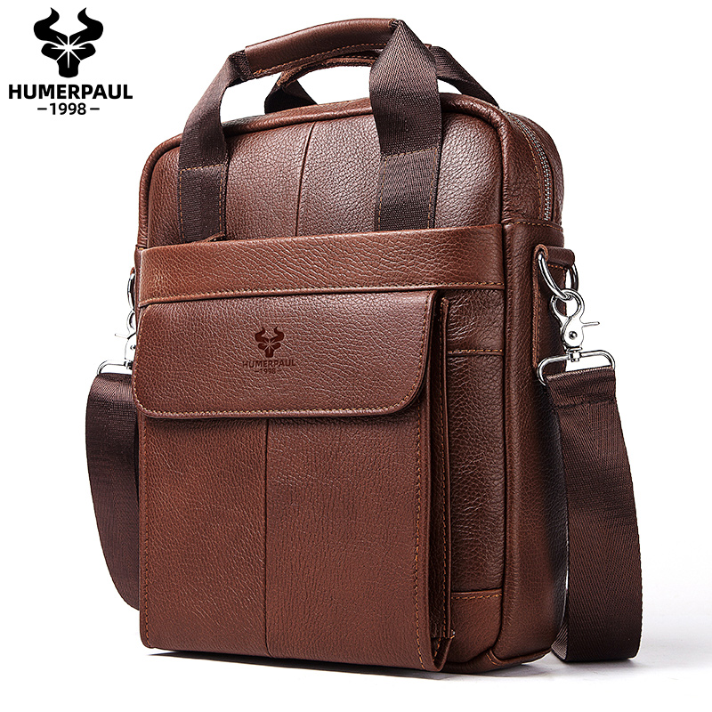 Leather Work Bag Mens - Bolsos de cuero genuino duraderos para