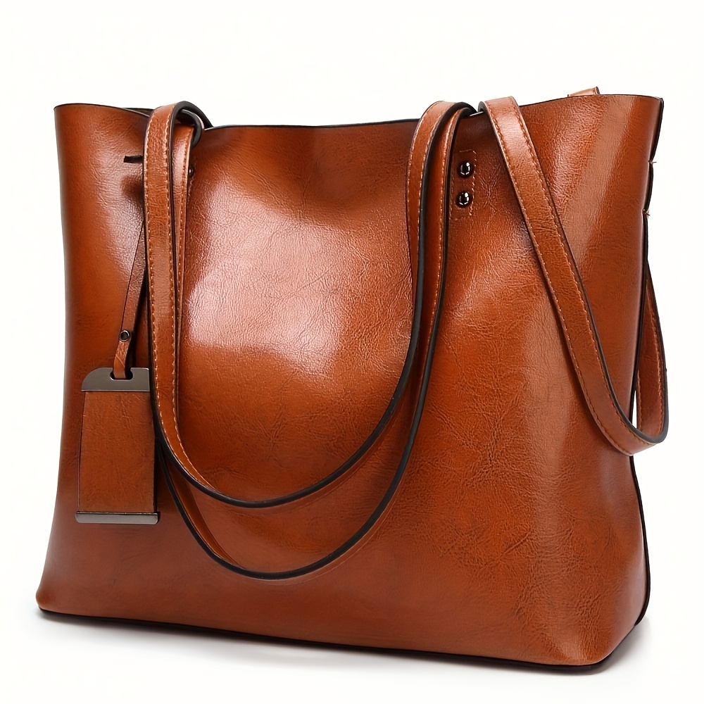 Leather Work Laptop Bag - Bolso de mano de cuero Retro