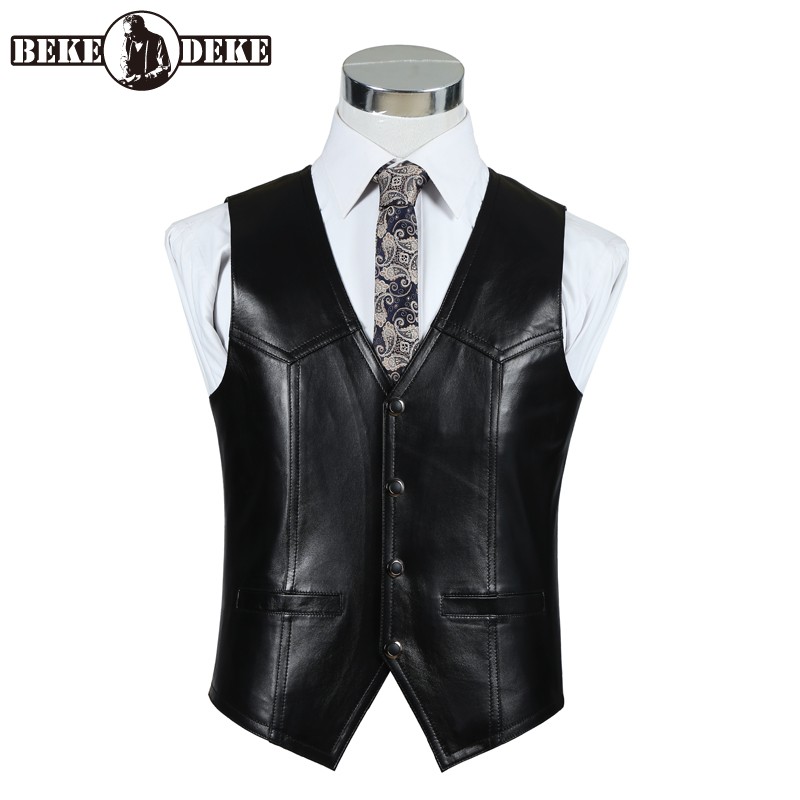 Leather Work Vest For Men - Chaleco de piel de oveja de