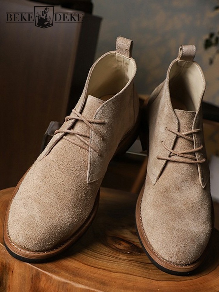 Leatherwork Boots - Moda versátil con cordones para hombre,