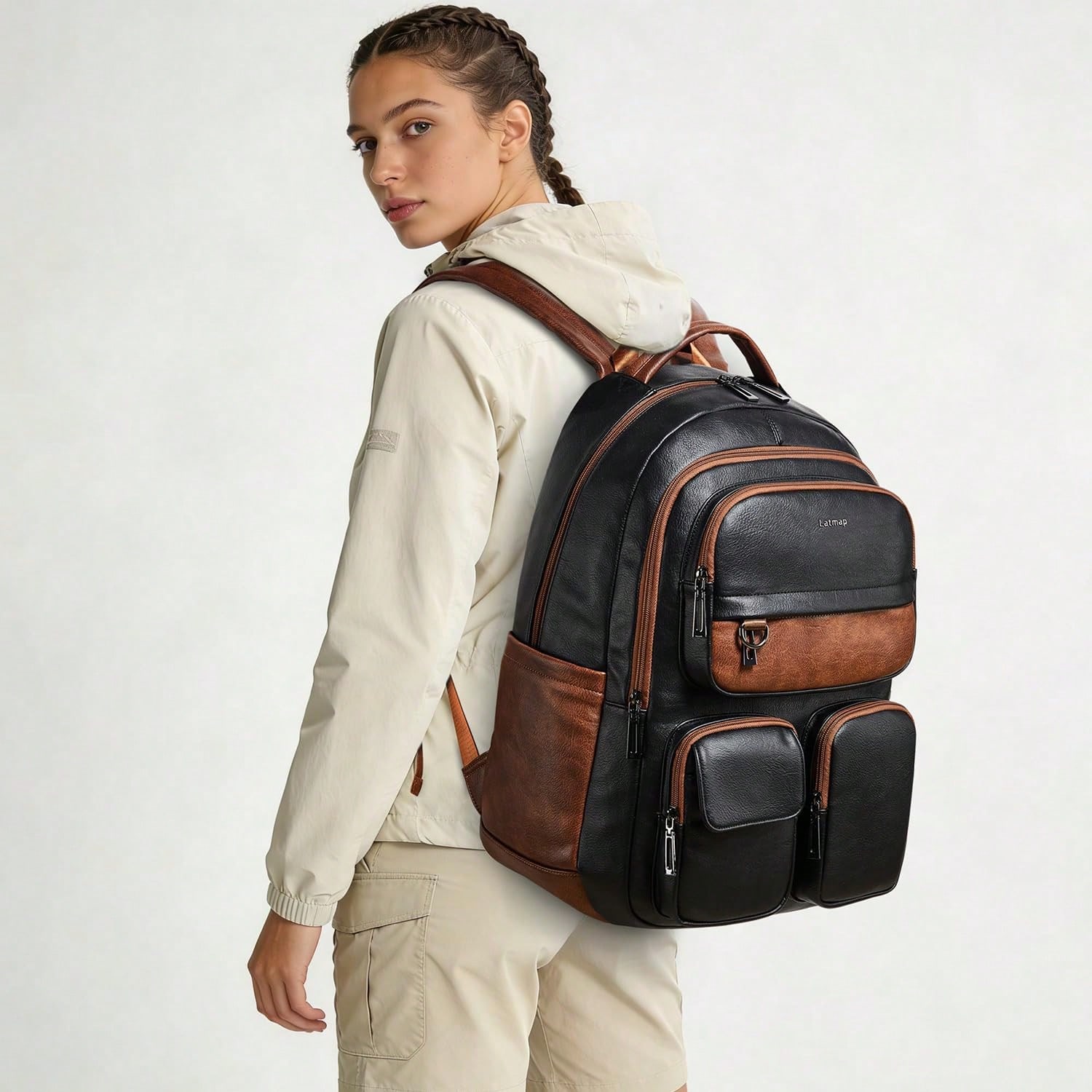 Mochila de Cuero Vegano LATMAP - Leather Work Womens Backpack reseña y precio