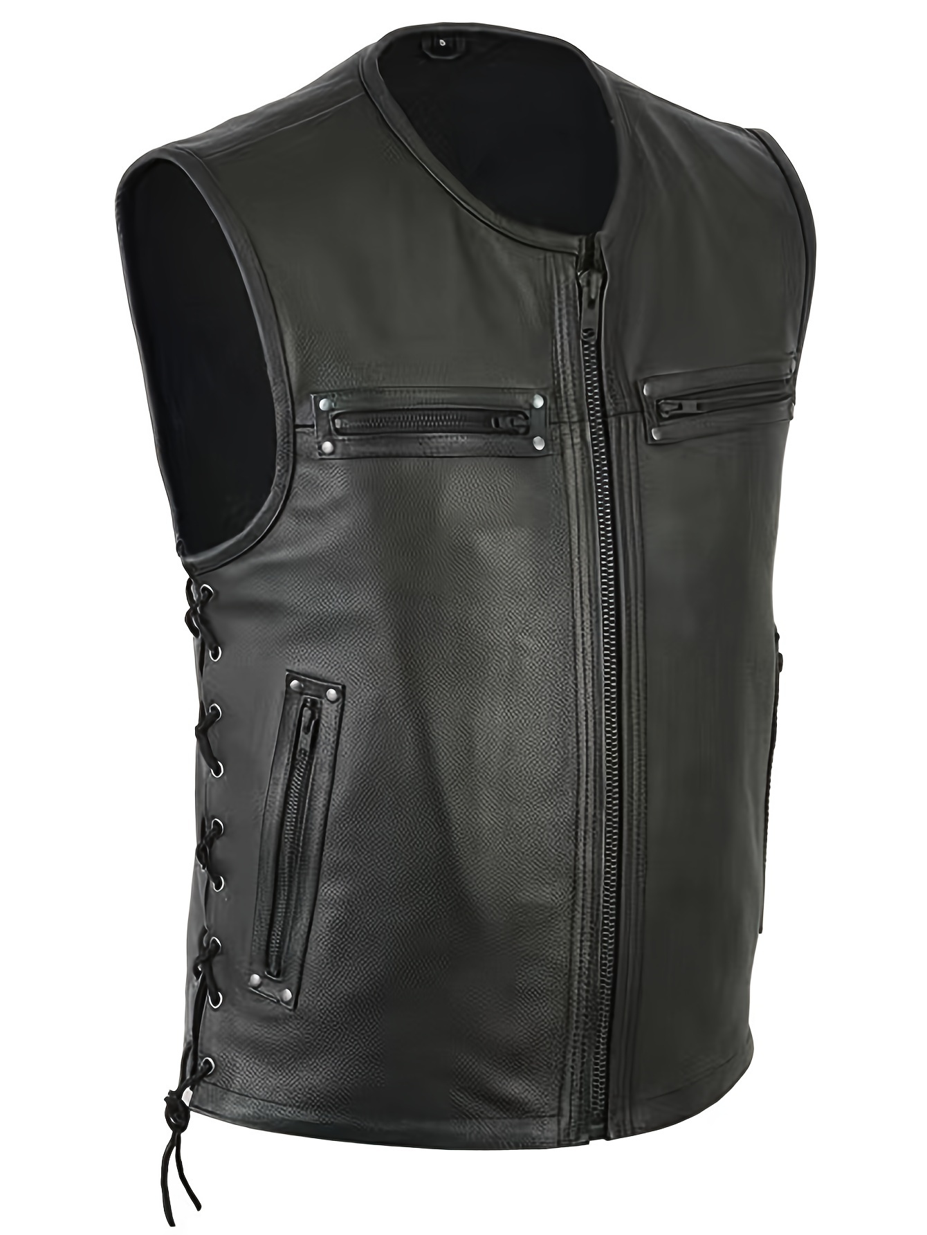 Chaleco de cuero punk para hom - Leather Work Vest For Men reseña y precio