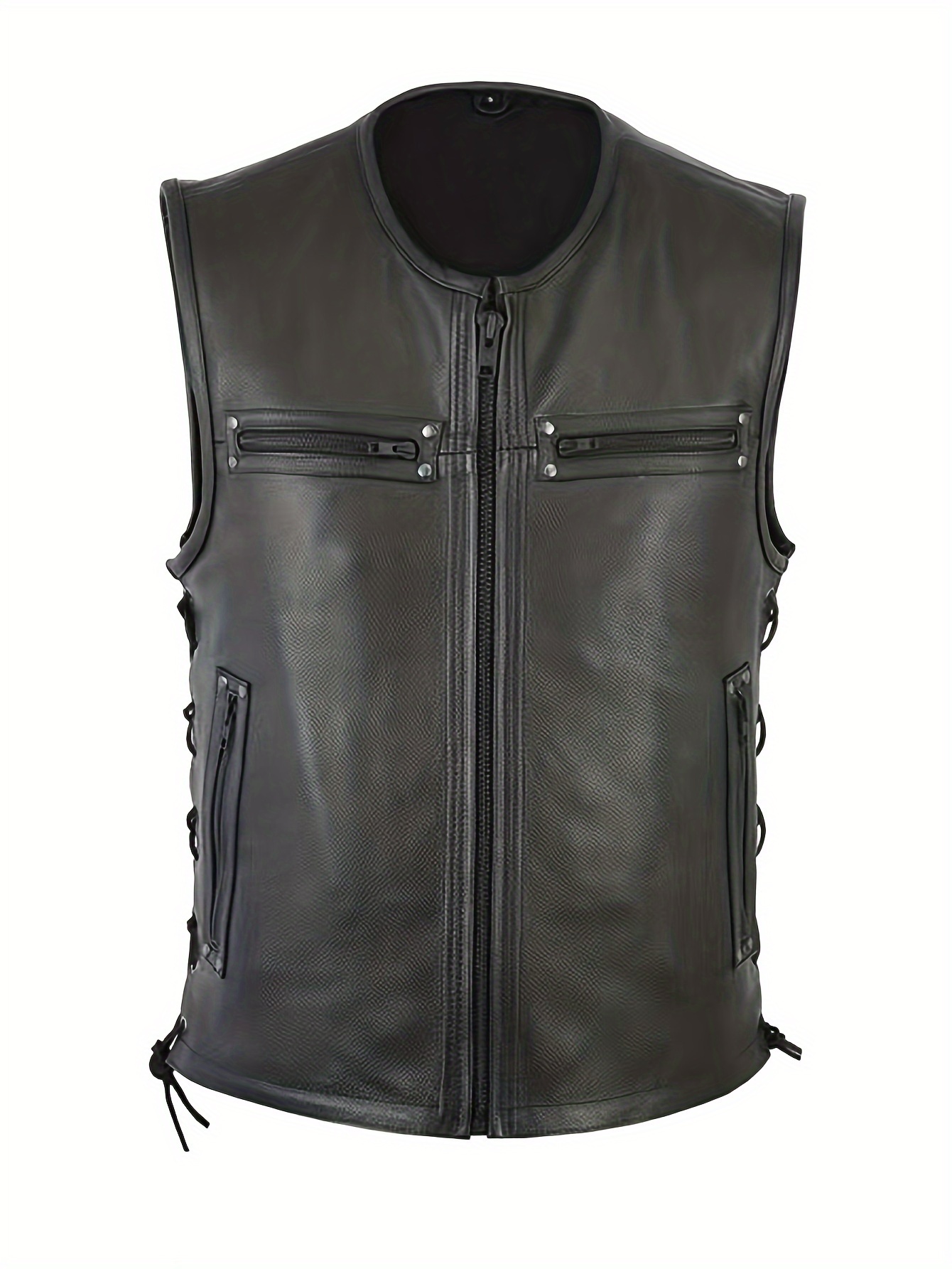 Chaleco de cuero punk para hom - Leather Work Vest For Men reseña y precio