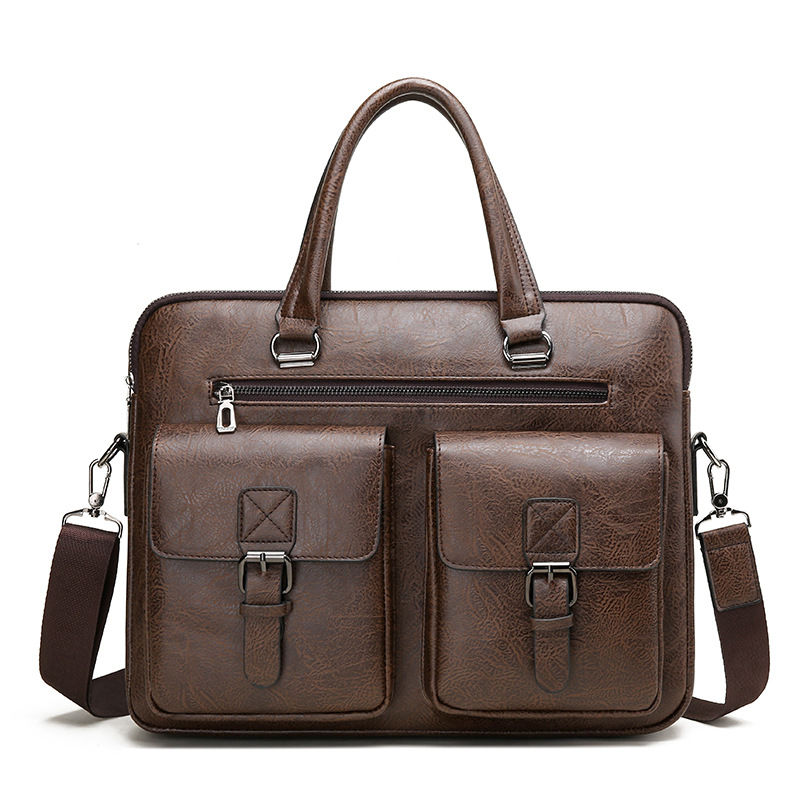 Maletín de negocios de marca d - Leather Work Laptop Bag reseña y precio