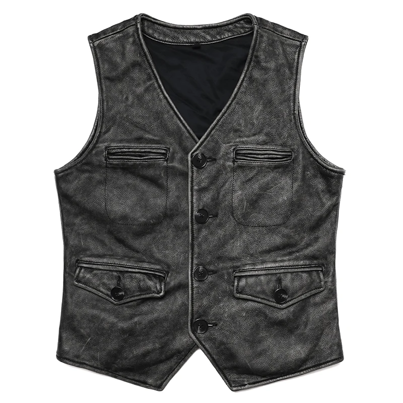 Nuevo Gery-Chaleco Vintage de  - Leather Work Vest For Men reseña y precio