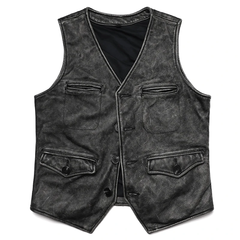 Nuevo Gery-Chaleco Vintage de  - Leather Work Vest For Men reseña y precio