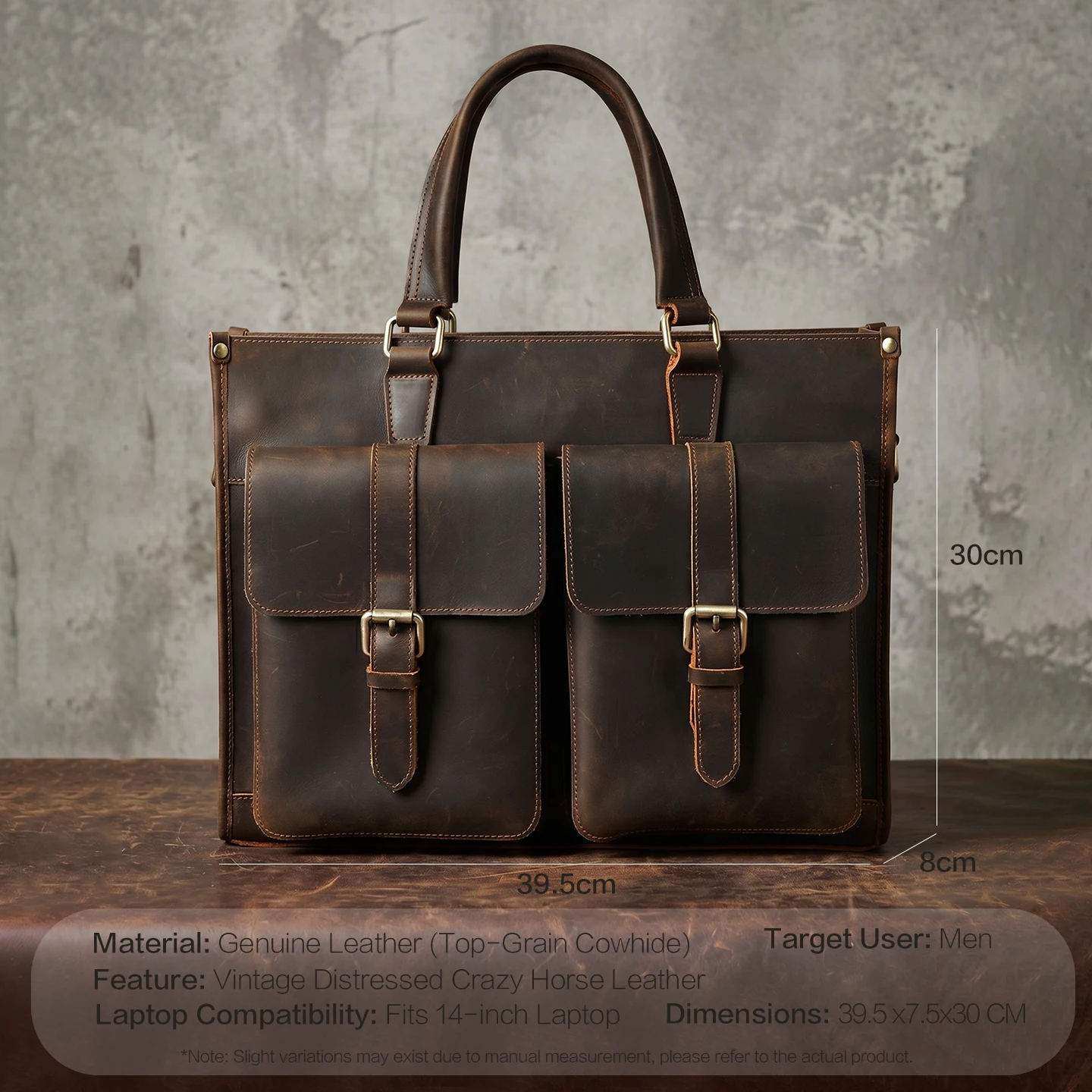 Maletín de Cuero Genuino Vinta - Leather Work Laptop Bag reseña y precio