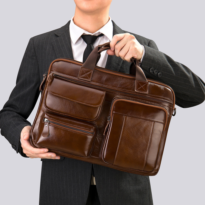 Bolso de mano de cuero genuino - Leather Work Bag Mens reseña y precio