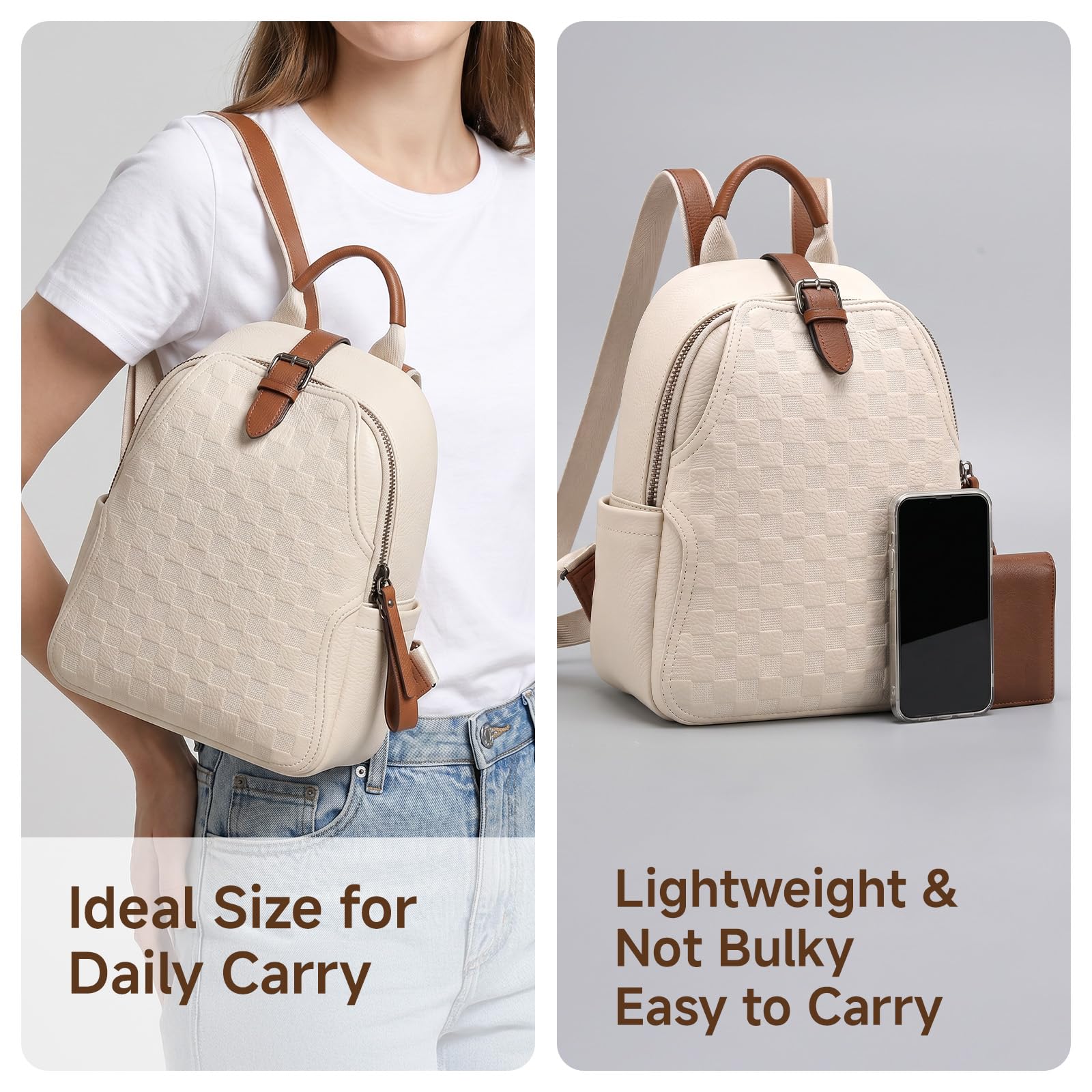 Mochila de cuero PU a cuadros  - Leather Work Womens Backpack reseña y precio