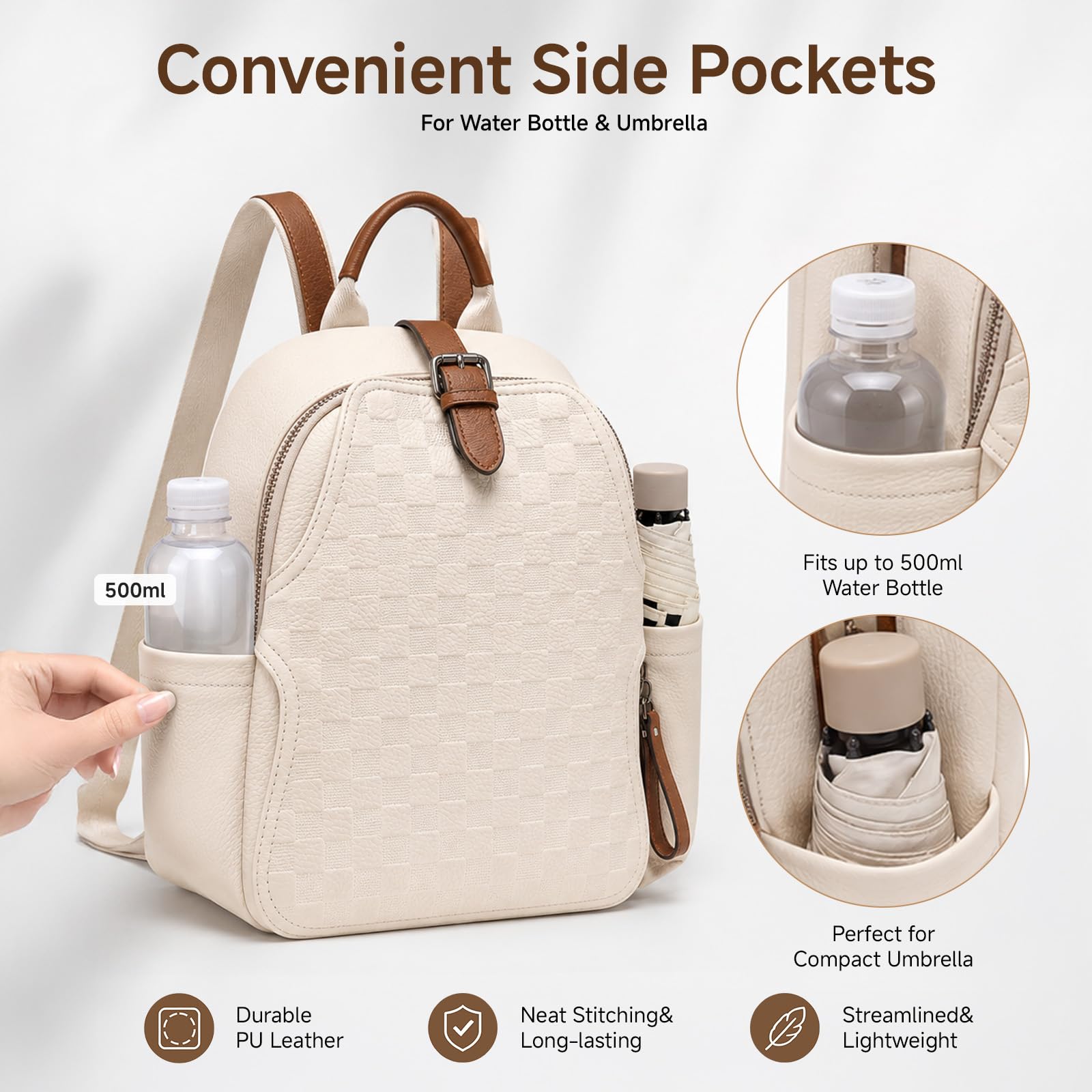 Mochila de cuero PU a cuadros  - Leather Work Womens Backpack reseña y precio