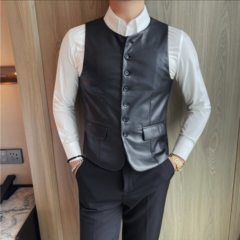 Chaleco de cuero informal para - Leather Work Vest For Men reseña y precio