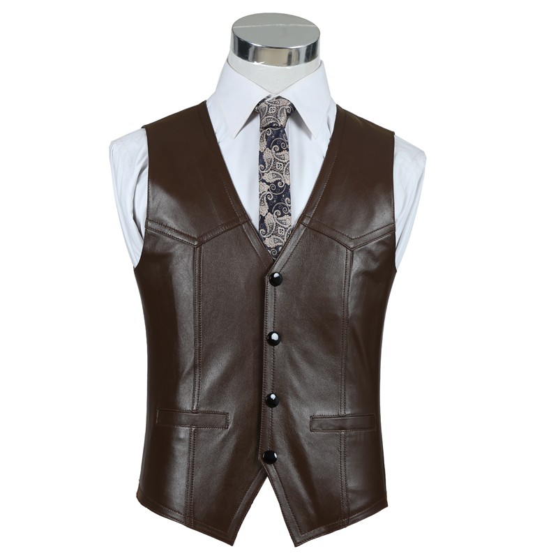 Chaleco de piel de oveja de cu - Leather Work Vest For Men reseña y precio