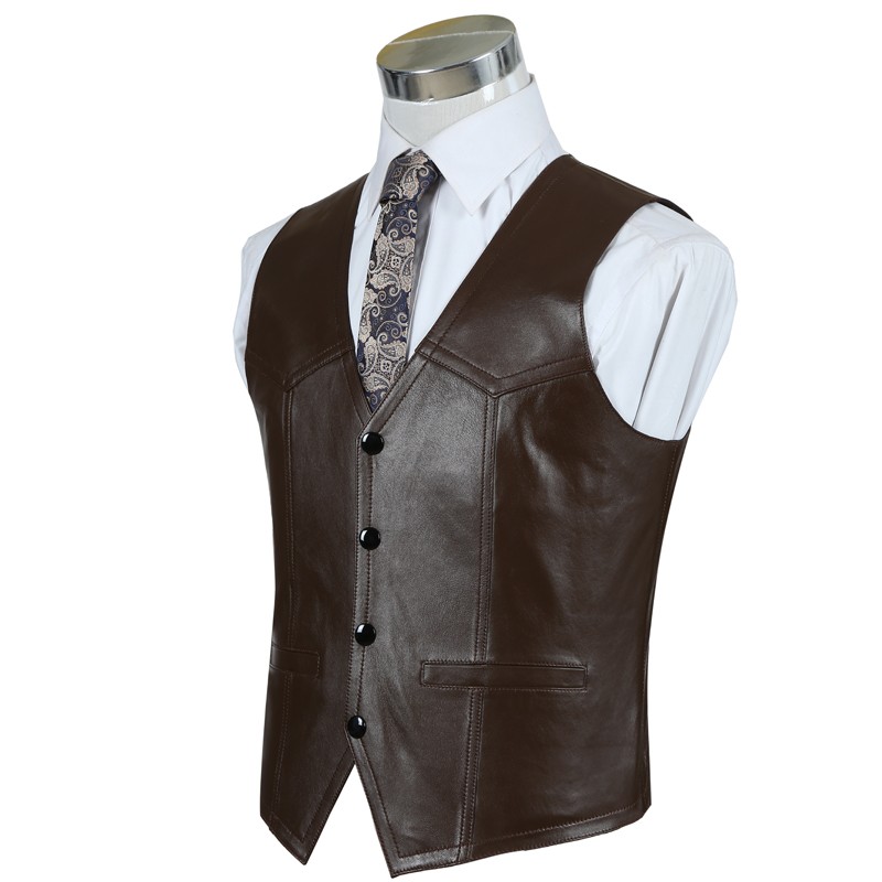 Chaleco de piel de oveja de cu - Leather Work Vest For Men reseña y precio